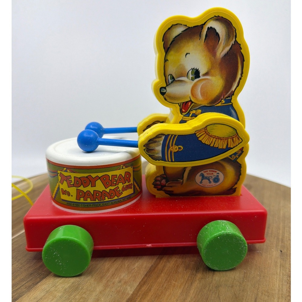Fisher-Price Teddy Bear Parade Pull Toy Kid OS Multi Excellent 1991 Toyfest 6592